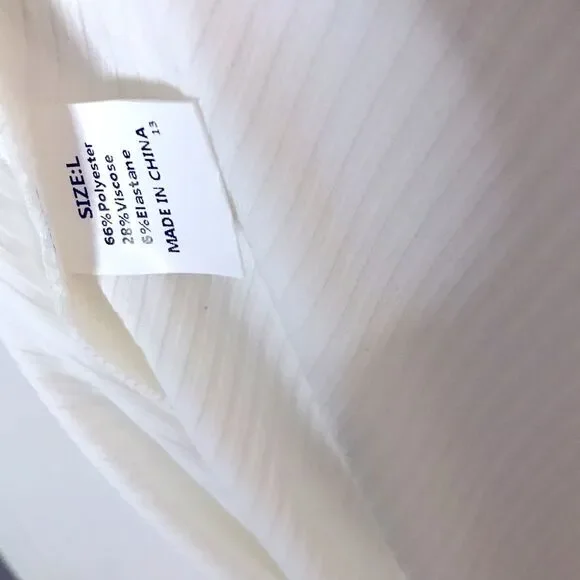 Boho White Lace Crochet Ribbed V Neck Cap Sleeve Fitted Boutique Top Size XL - Picture 6 of 6